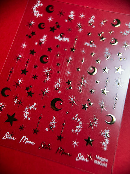Sticker #193 - Festive Moons and Stars, Gold