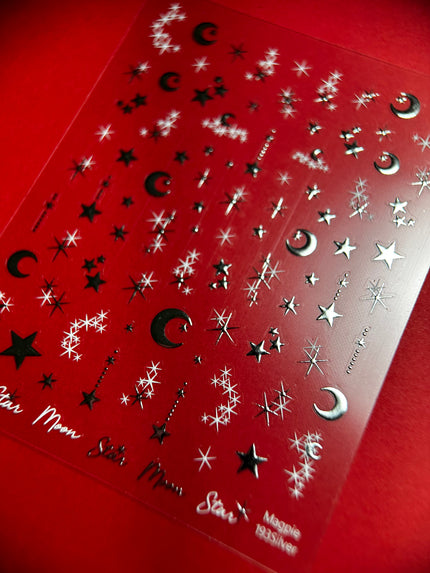Sticker #193 - Festive Moons and Stars, Silver