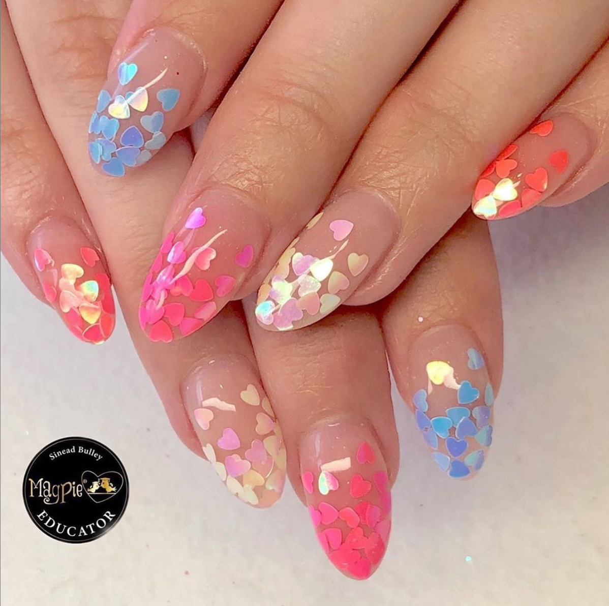 Blue Iridescent Hearts