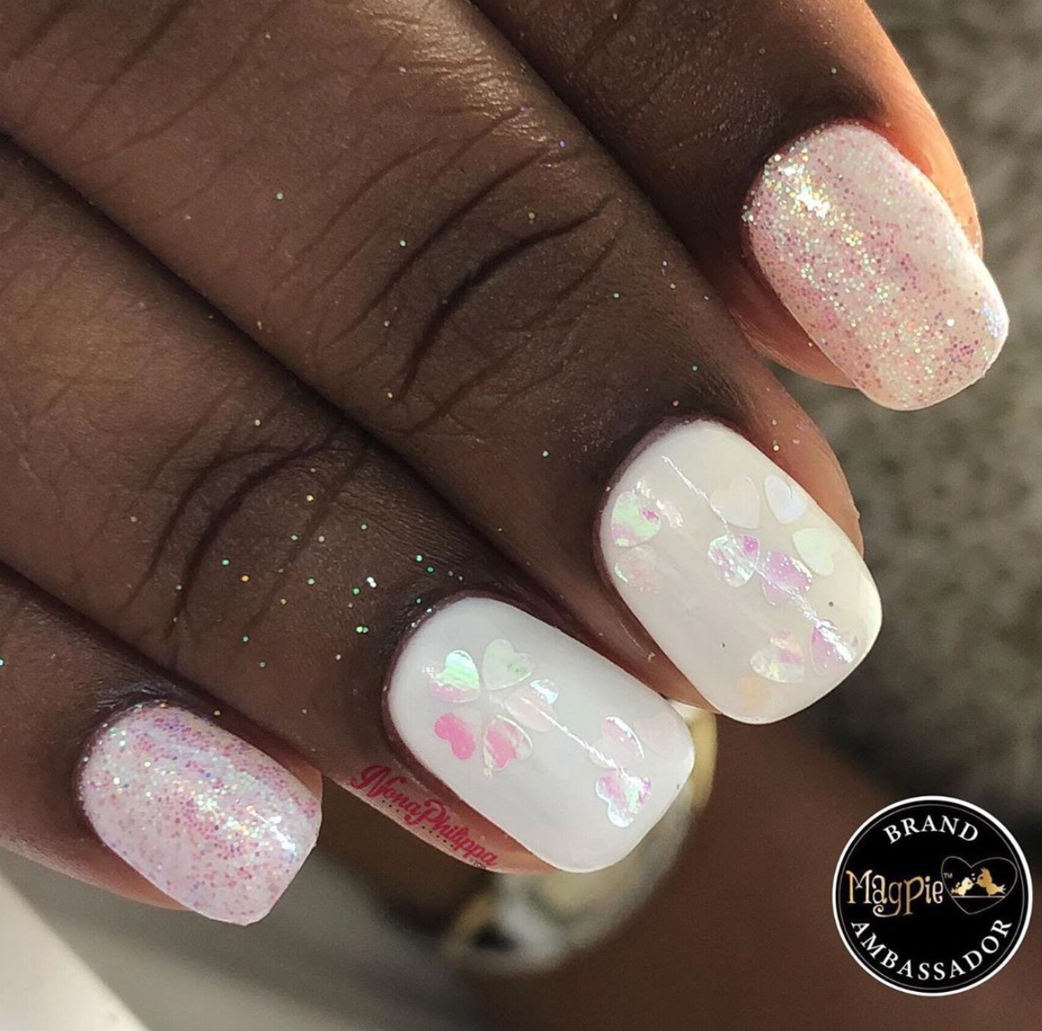 White Iridescent Hearts