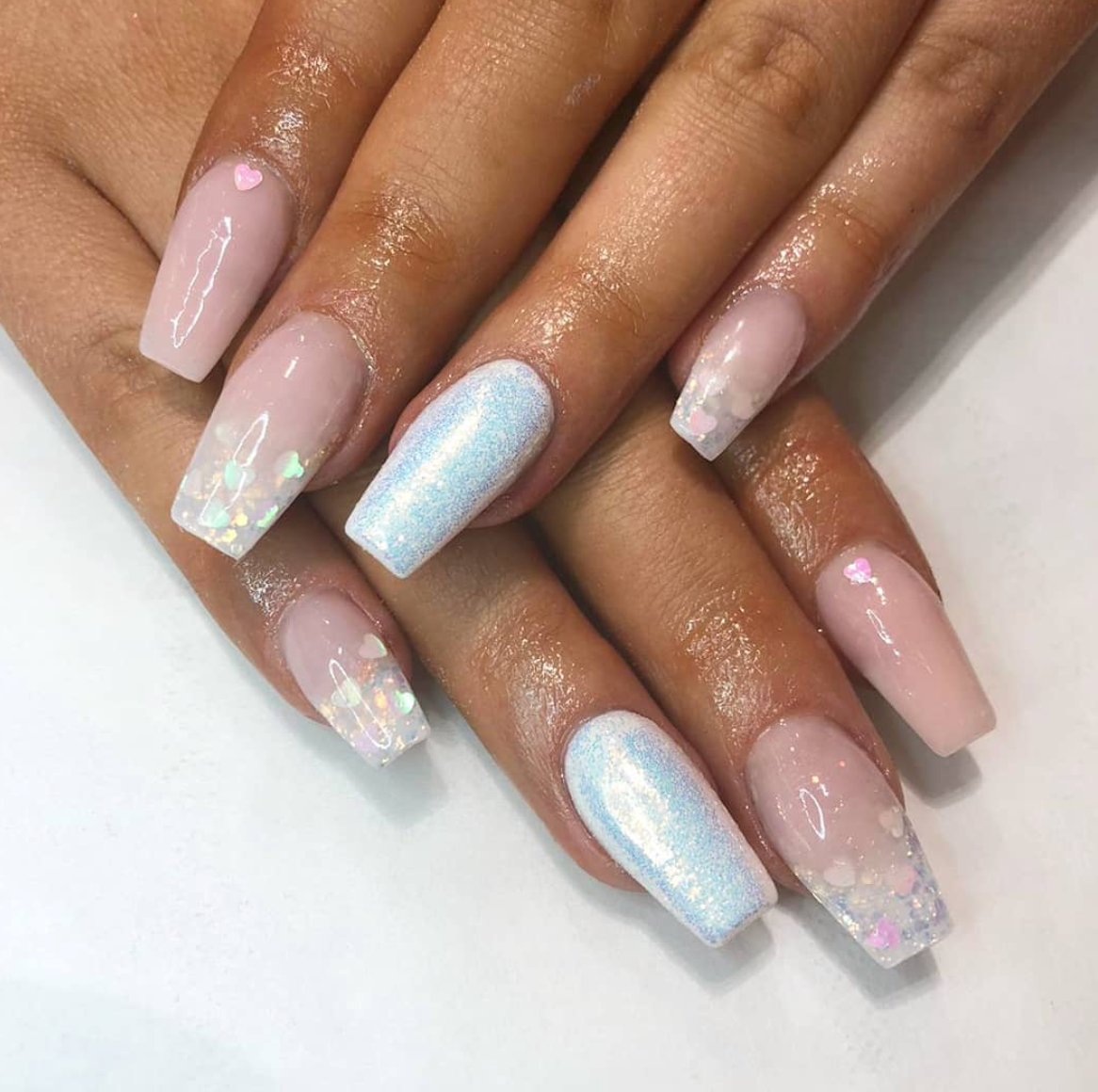 White Iridescent Hearts