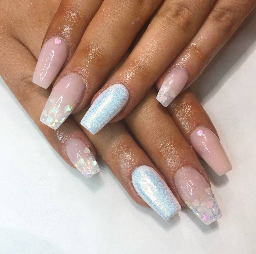 White Iridescent Hearts