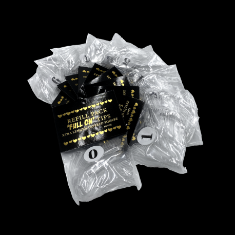 Clearance Full On Tips Refills - XTRA LENGTH TAPERED SQUARE, size 3