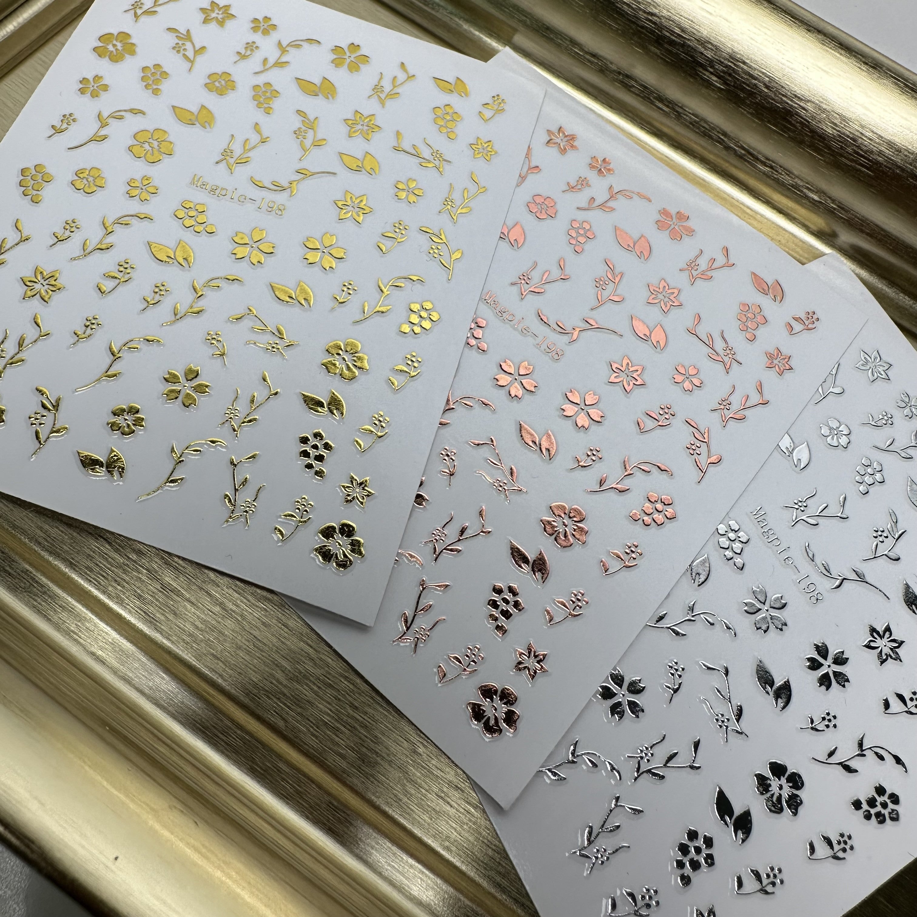 Sticker #198 - Flowers and Leaves, Rose Gold