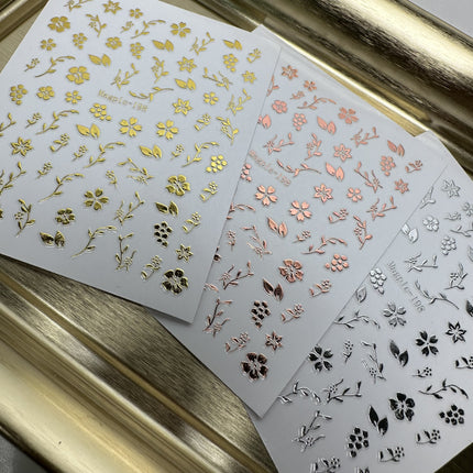 Sticker #198 - Flowers and Leaves, Rose Gold